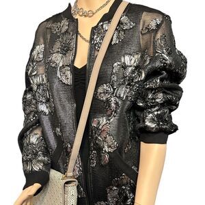 Oc Unique Metallic Floral Mesh Jacket